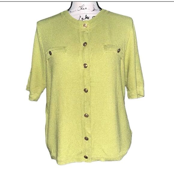 Pretty Garden Short Sleeve Crew Neck Ribbed Knit Blouse Top Cardigans small NWT - Picture 2 of 8